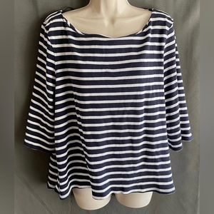 NWOT women's striped 3/4 sleeve cannes top Free People (L) MSRP $93